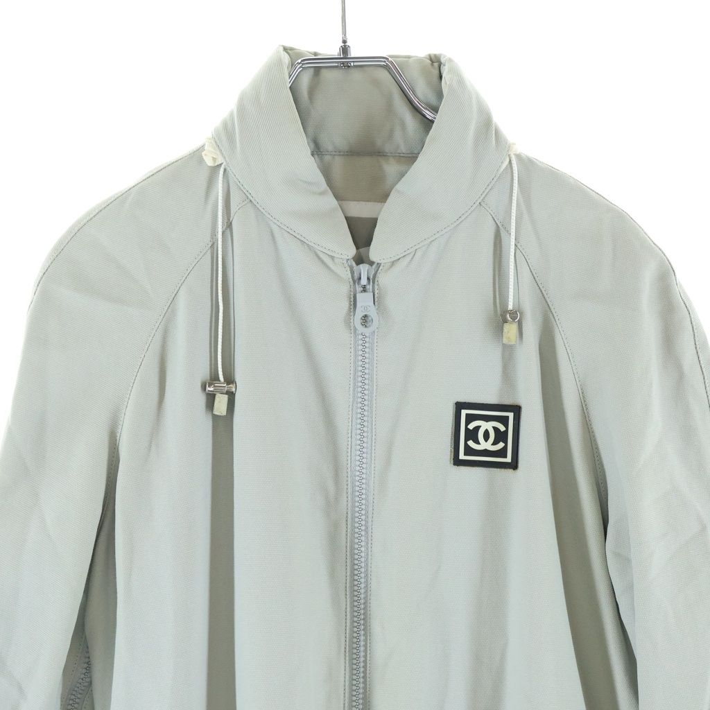 Chanel Sports Line Coco Buttons Long Zip Coat Light Gray 38 — view 3