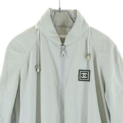 Chanel Sports Line Coco Buttons Long Zip Coat Light Gray 38 — view 3