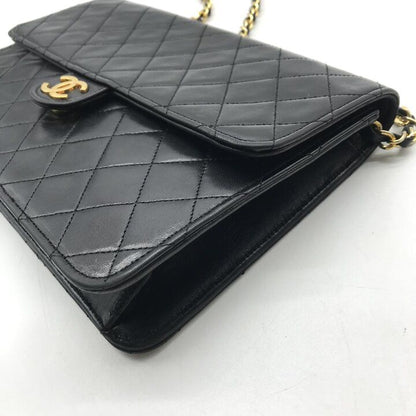 Chanel CC Logo Quilted Push Lock Lambskin Chain Shoulder Bag Black — view 6