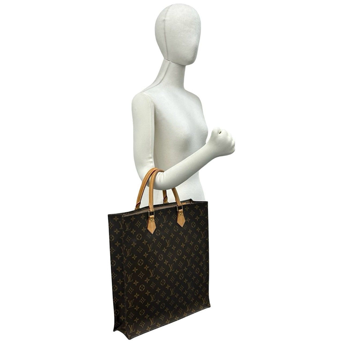 Louis Vuitton Sac Plat Monogram Leather Tote Bag Business Brown — view 2
