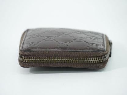 Gucci Guccissima Leather Zip Around Bifold Folded Wallet Compact Brown — view 4