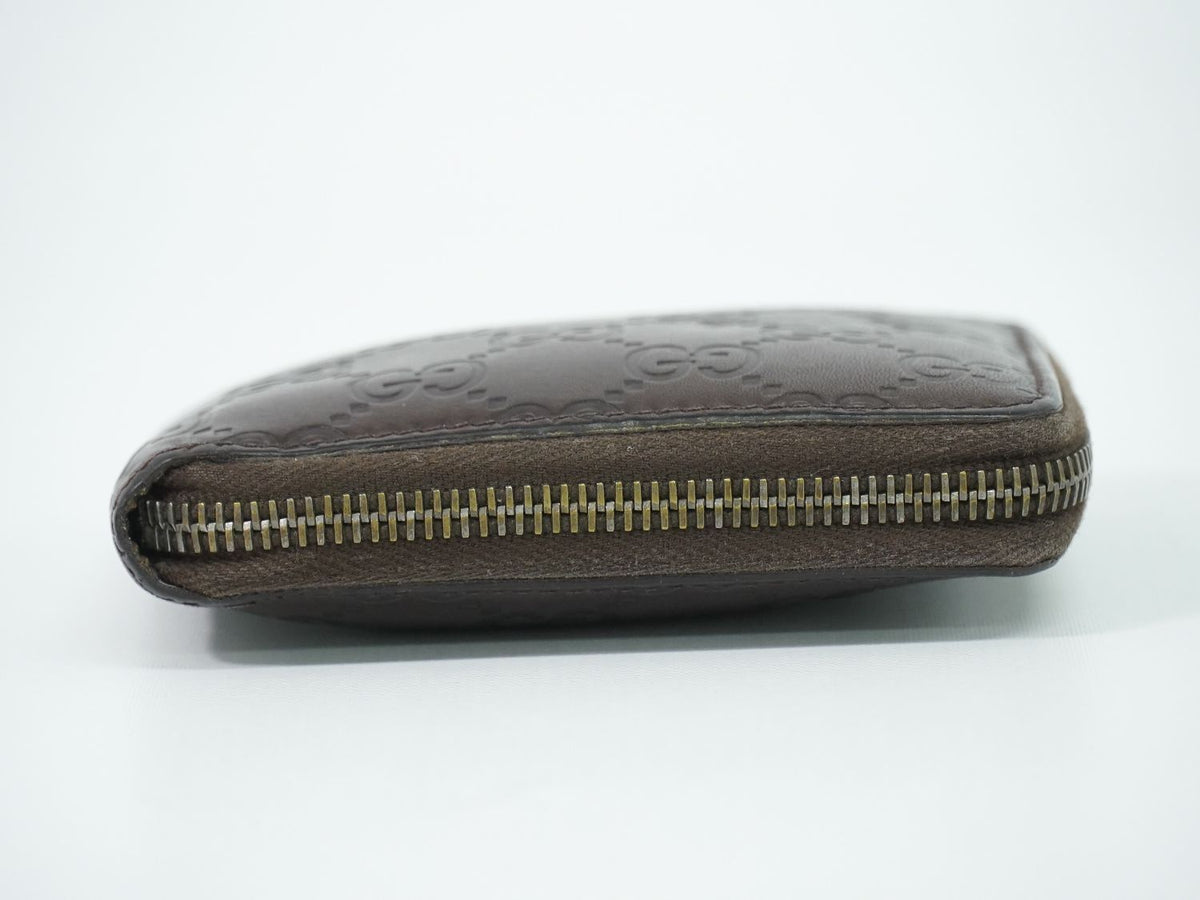 Gucci Guccissima Leather Zip Around Bifold Folded Wallet Compact Brown — view 3