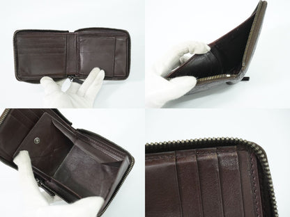 Gucci Guccissima Leather Zip Around Bifold Folded Wallet Compact Brown — view 7