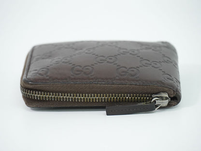 Gucci Guccissima Leather Zip Around Bifold Folded Wallet Compact Brown — view 5