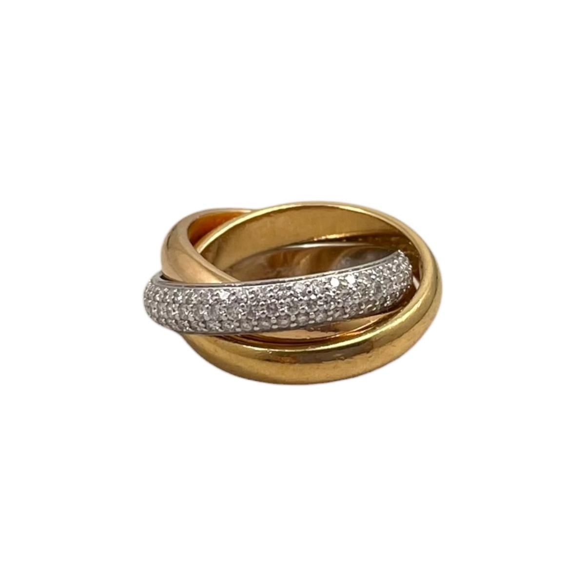 Cartier Ring Trinity Classic Model Semi Pave Setting 49 White Pink Yellow Gold
