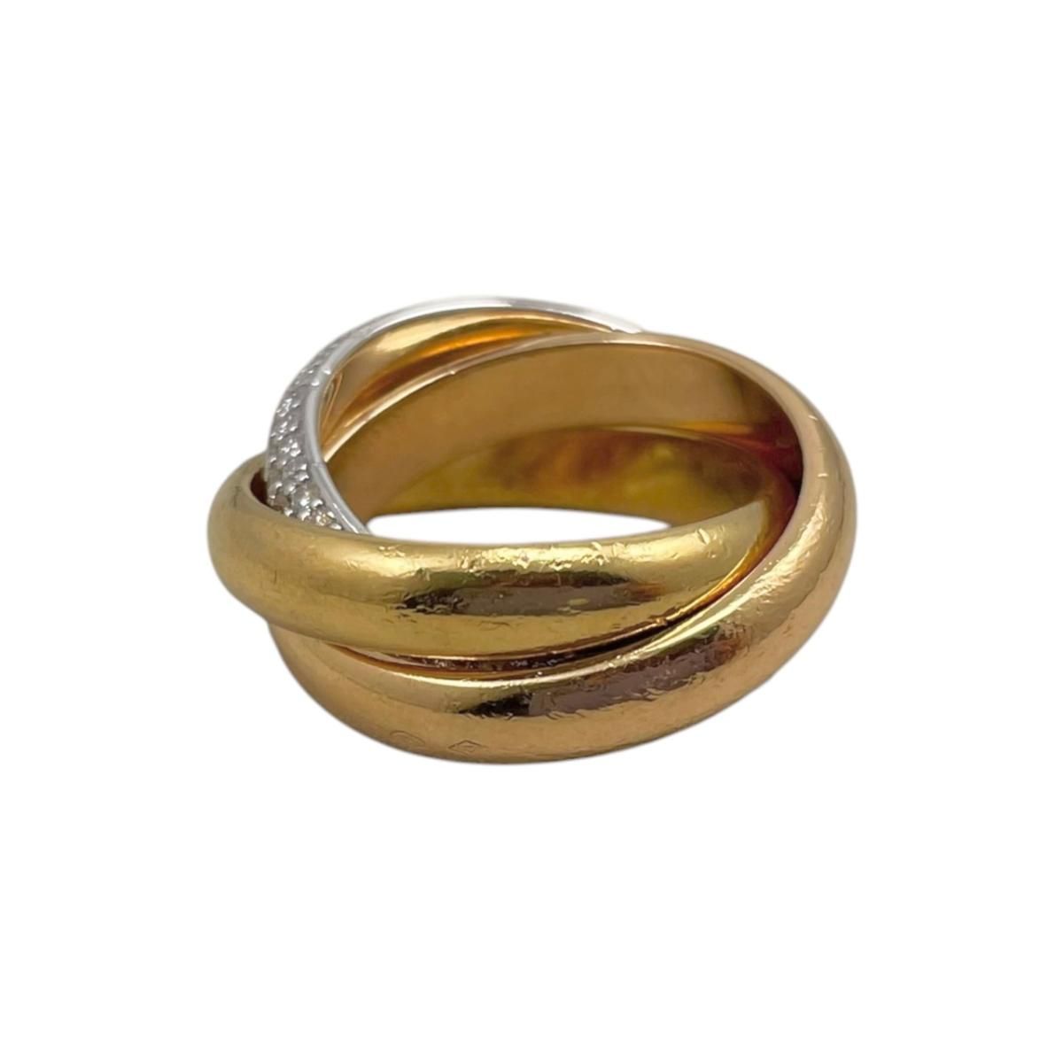 Cartier Ring Trinity Classic Model Semi Pave Setting 49 White Pink Yellow Gold — view 7