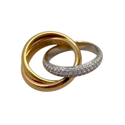 Cartier Ring Trinity Classic Model Semi Pave Setting 49 White Pink Yellow Gold — view 8