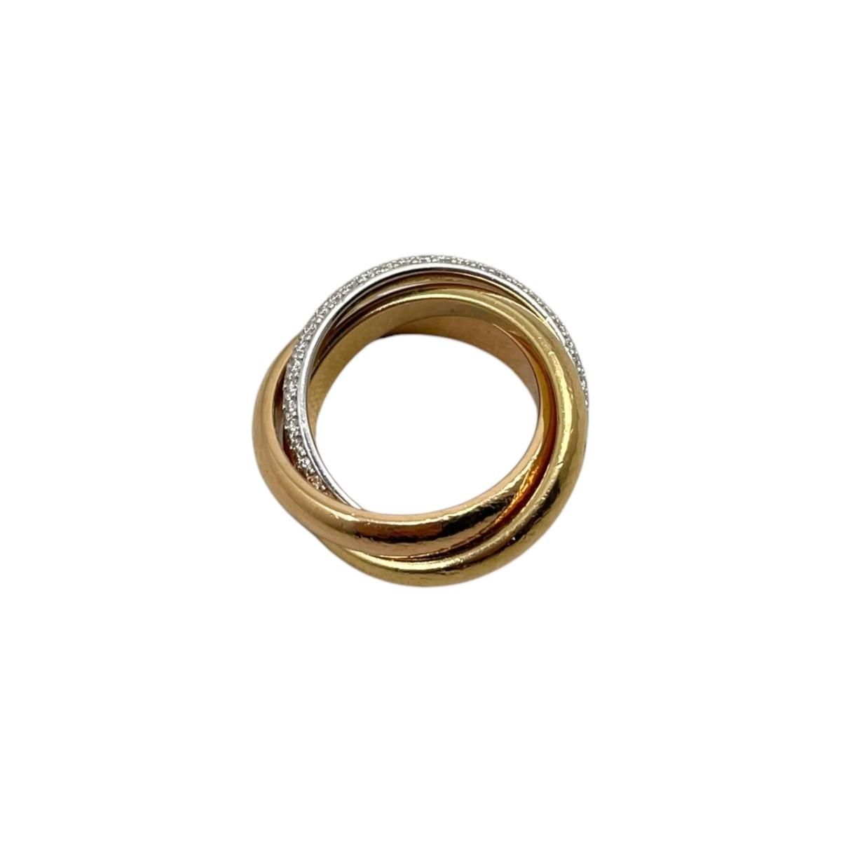 Cartier Ring Trinity Classic Model Semi Pave Setting 49 White Pink Yellow Gold — view 6