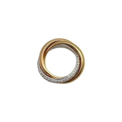 Cartier Ring Trinity Classic Model Semi Pave Setting 49 White Pink Yellow Gold — view 5
