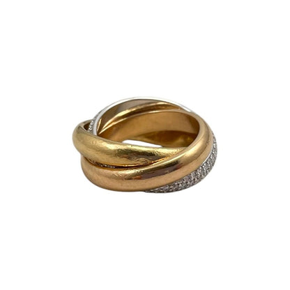 Cartier Ring Trinity Classic Model Semi Pave Setting 49 White Pink Yellow Gold — view 2