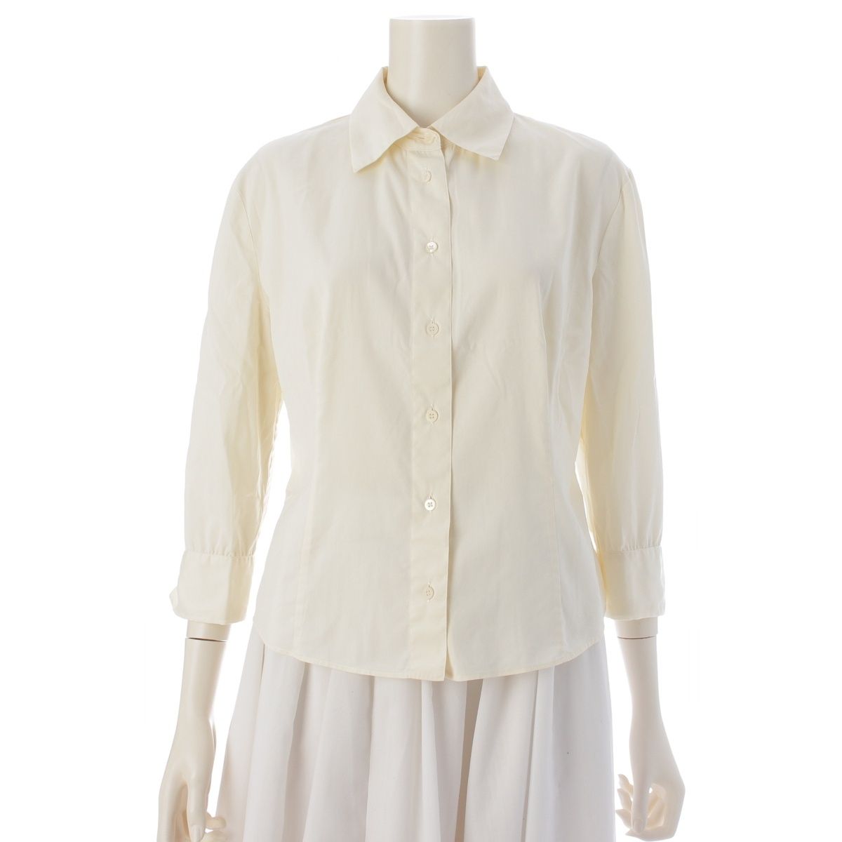 Prada Archives Sleeve Shirt Blouse Top Off White 40