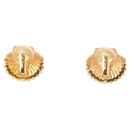 Chanel Rhinestone Shell CC Logo Earrings Gold — view 2