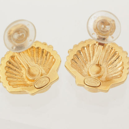 Chanel Rhinestone Shell CC Logo Earrings Gold — view 5