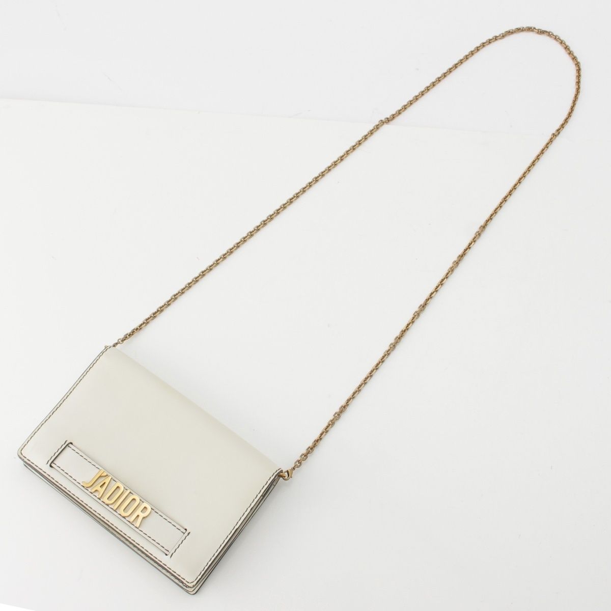 Dior J'adior Leather Black Stitch Chain Shoulder Bag White — view 6