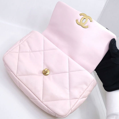 Chanel 19 Dixneuf Lambskin Pink GD Silver Quilted Shoulder Bag — view 6