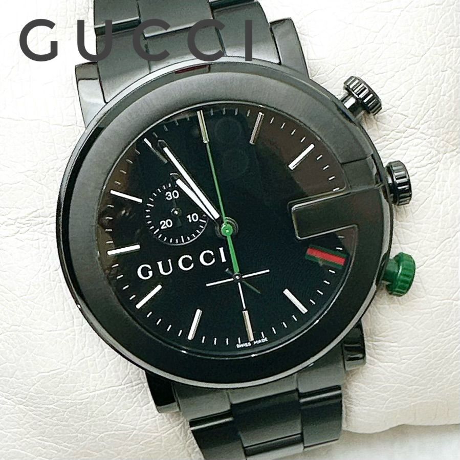 Gucci G Chrono Watch Quartz Pvd Black Ceramic