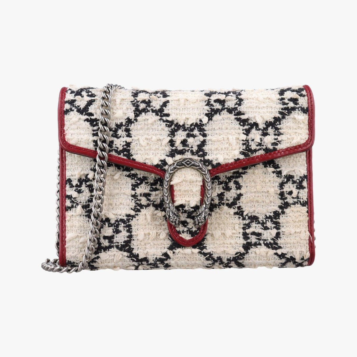 Gucci Dionysus Ivory Red Black Tweed Leather Shoulder Bag