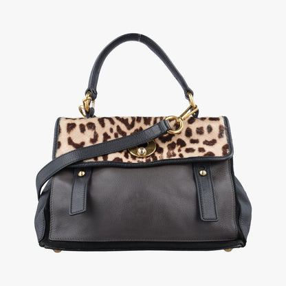 Saint Laurent Muse Two Black Brown Leather Calf Hair