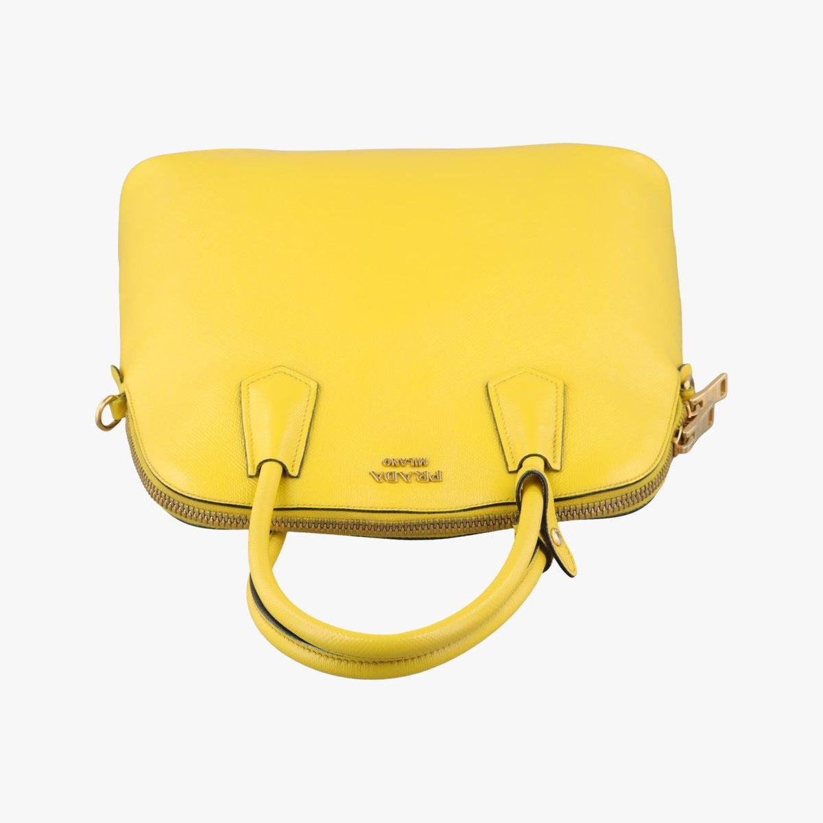 Prada Quill Top Handle Yellow Saffiano Leather — view 8