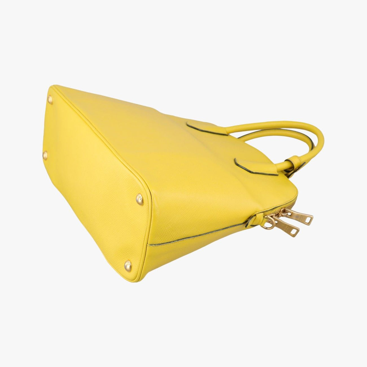 Prada Quill Top Handle Yellow Saffiano Leather — view 6