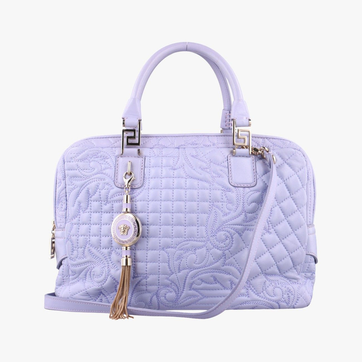 Versace Medusa Demeter Vanity Satchel Purple Leather