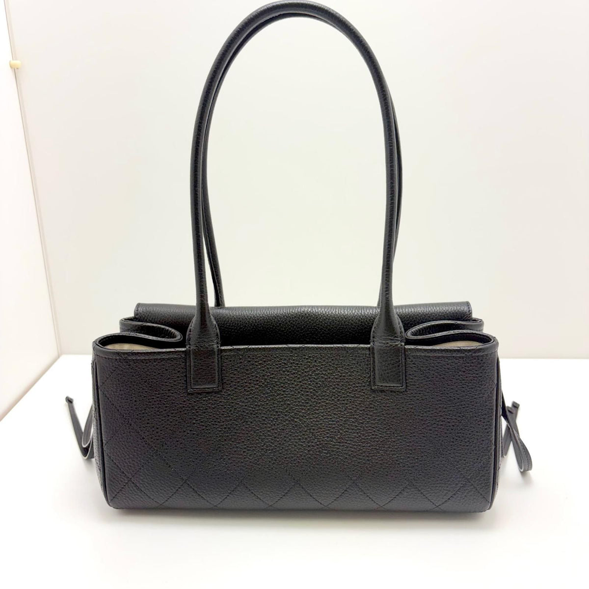 Chanel Small Shopping Black Leather Shoulder Bag Gold — view 2