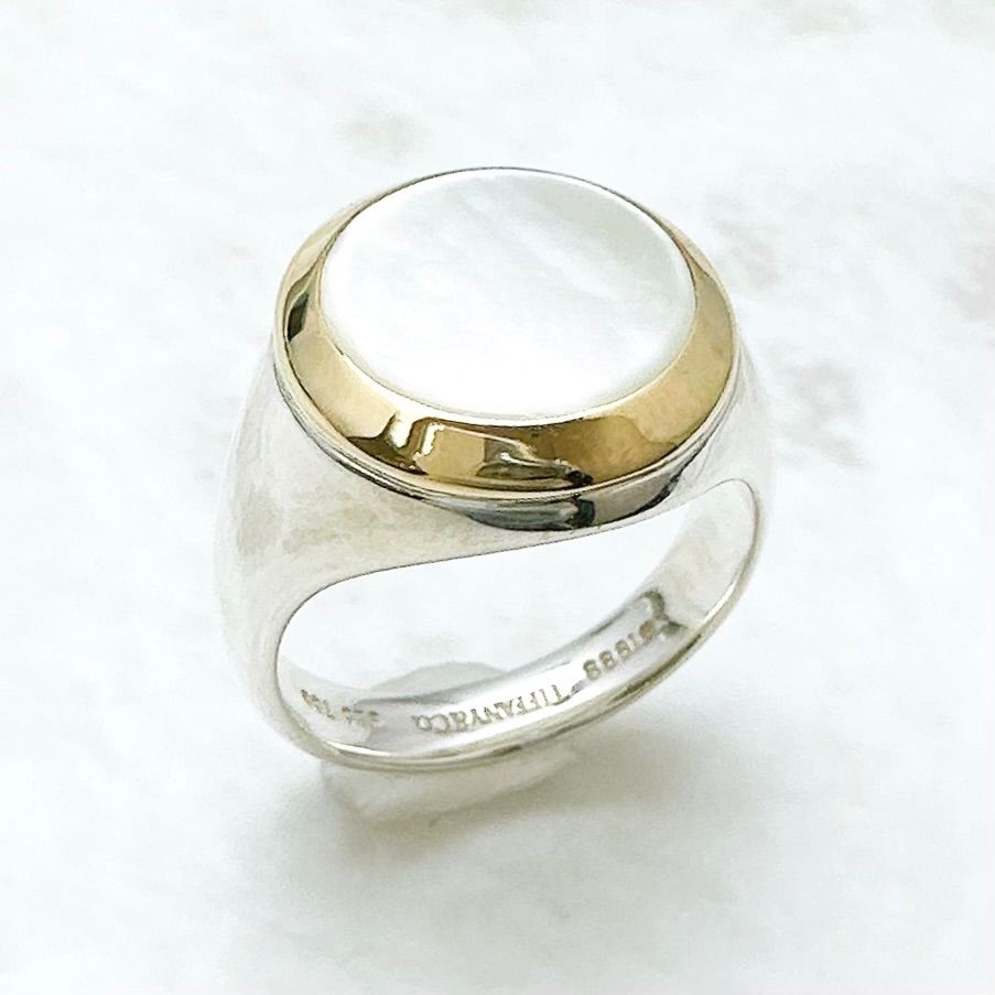 Tiffany & Co Shell Yellow Gold Silver Ring — view 3