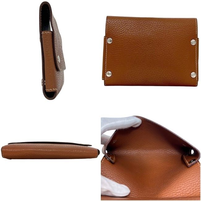 Hermes Pouch Etui Cartes GM Case Leather Brown Perforated Logo — view 2