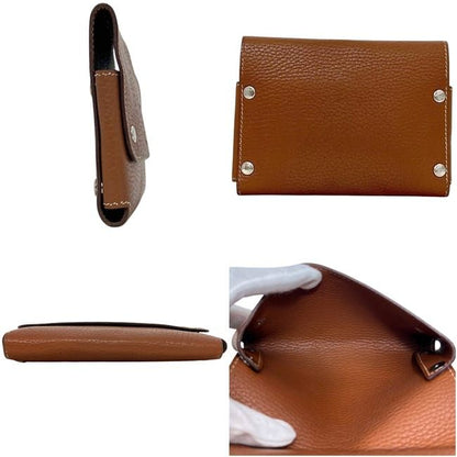 Hermes Pouch Etui Cartes GM Case Leather Brown Perforated Logo — view 2