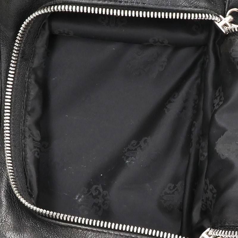 Chrome Hearts Toiletry Duffle Cemetery Cross Patch Dagger Zip Leather Handbag — view 3