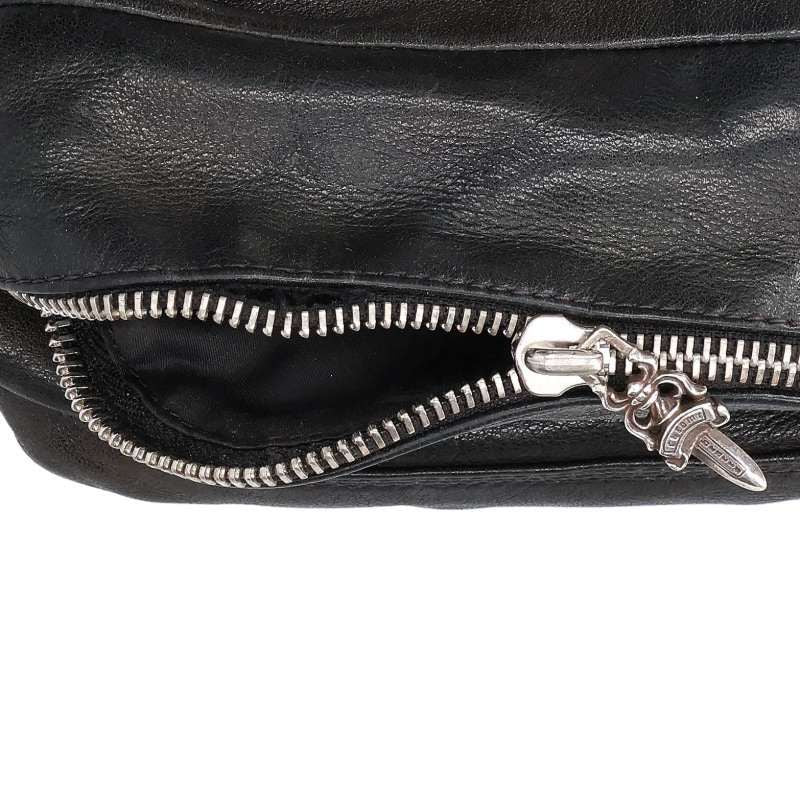 Chrome Hearts Toiletry Duffle Cemetery Cross Patch Dagger Zip Leather Handbag — view 5