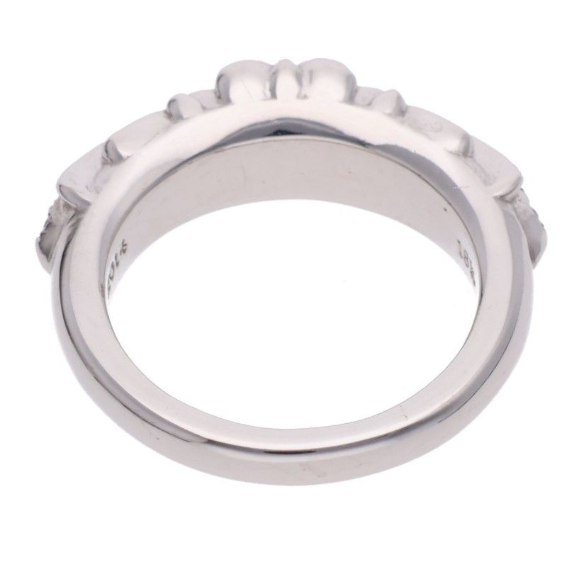 Chrome Hearts Baby Classic Pave Sapphire Floral Cross Pink White Gold Ring — view 2