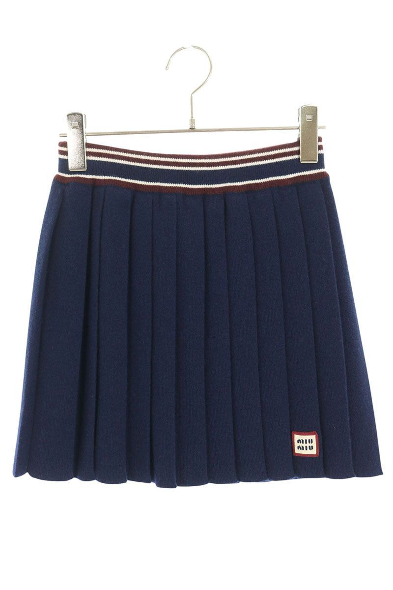 Miu Miu Logo Pleated Wool Skirt 38