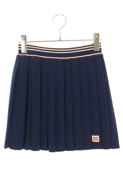 Miu Miu Logo Pleated Wool Skirt 38