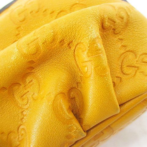 Gucci Interlocking G Guccissima Embossed Leather Pouch Yellow Gold — view 6