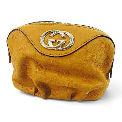 Gucci Interlocking G Guccissima Embossed Leather Pouch Yellow Gold