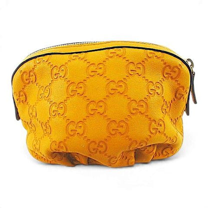 Gucci Interlocking G Guccissima Embossed Leather Pouch Yellow Gold — view 2