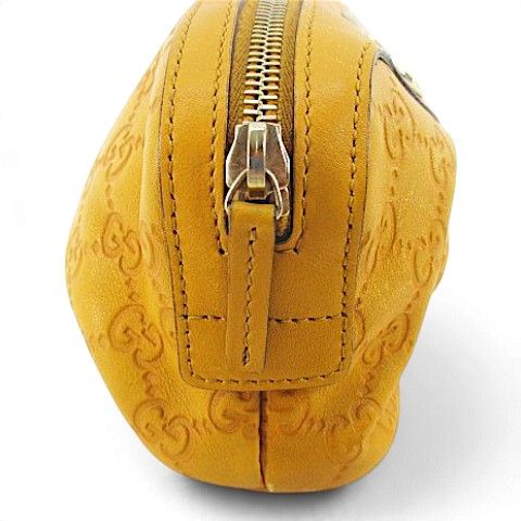 Gucci Interlocking G Guccissima Embossed Leather Pouch Yellow Gold — view 4