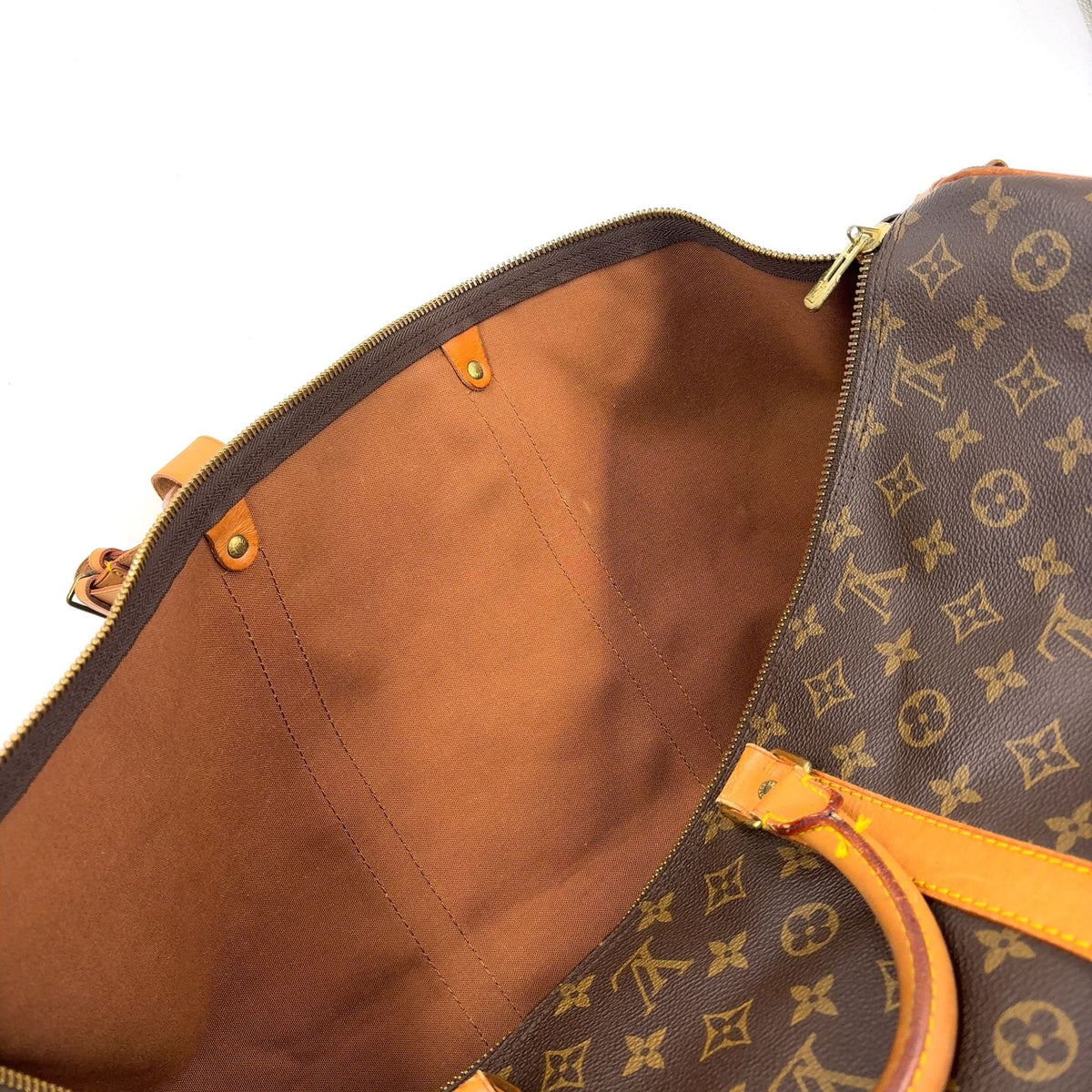 Louis Vuitton Keepall Bandouliere 60 Monogram Leather Brown Boston Bag Gold — view 6