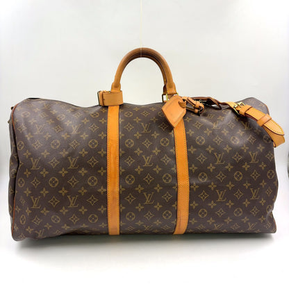 Louis Vuitton Keepall Bandouliere 60 Monogram Leather Brown Boston Bag Gold