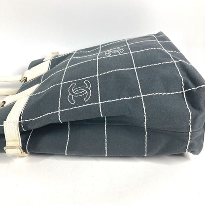 Chanel Shoulder Bag CC Logo Canvas Gray — view 3