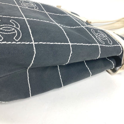 Chanel Shoulder Bag CC Logo Canvas Gray — view 7