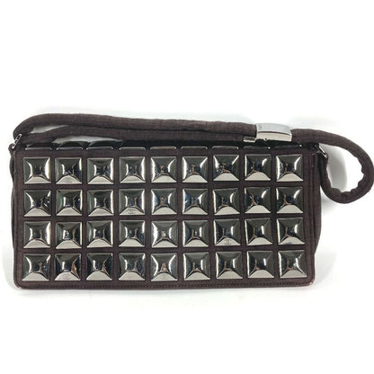 Chanel Shoulder Bag CC Logo Ice Cube Knit Brown