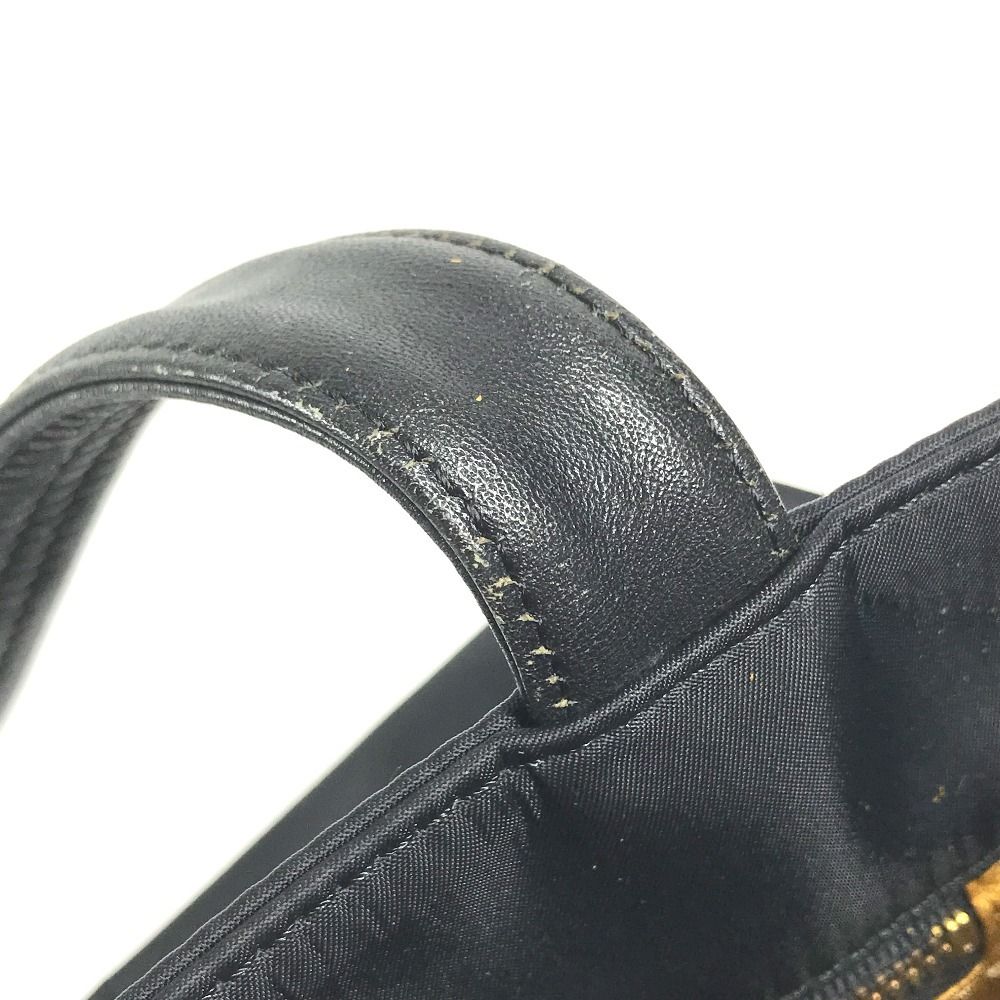 Versace Shoulder Bag Logo Sunburst Chain Vintage Nylon Leather Black — view 4