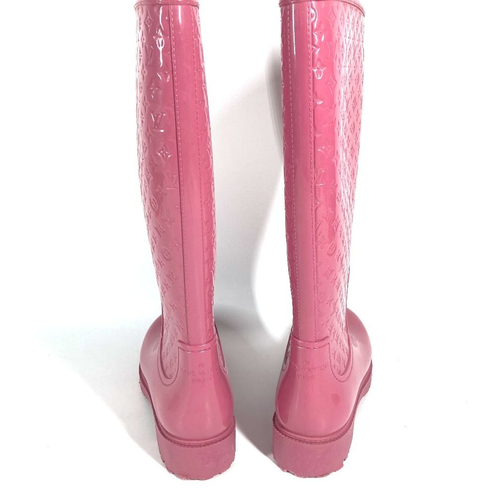 Louis Vuitton Rain Shoes Long Boots Monogram Rubber Pink — view 5