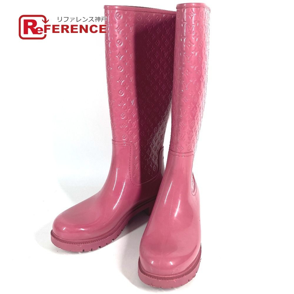 Louis Vuitton Rain Shoes Long Boots Monogram Rubber Pink