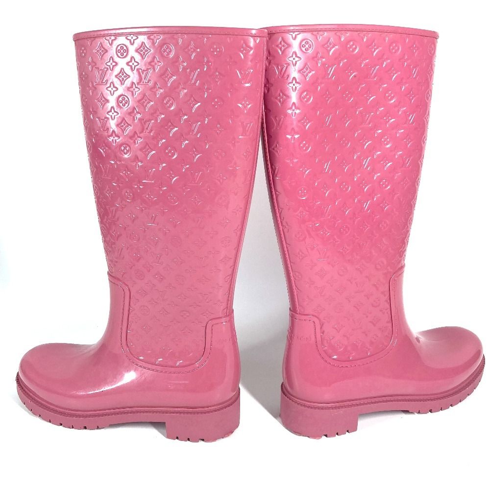 Louis Vuitton Rain Shoes Long Boots Monogram Rubber Pink — view 4