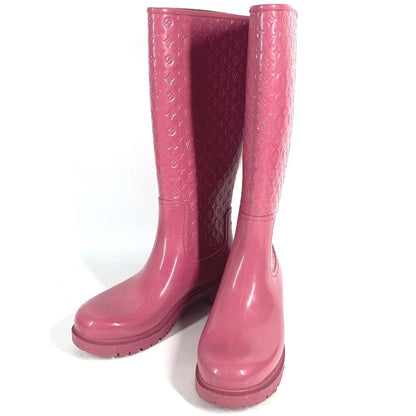 Louis Vuitton Rain Shoes Long Boots Monogram Rubber Pink — view 2