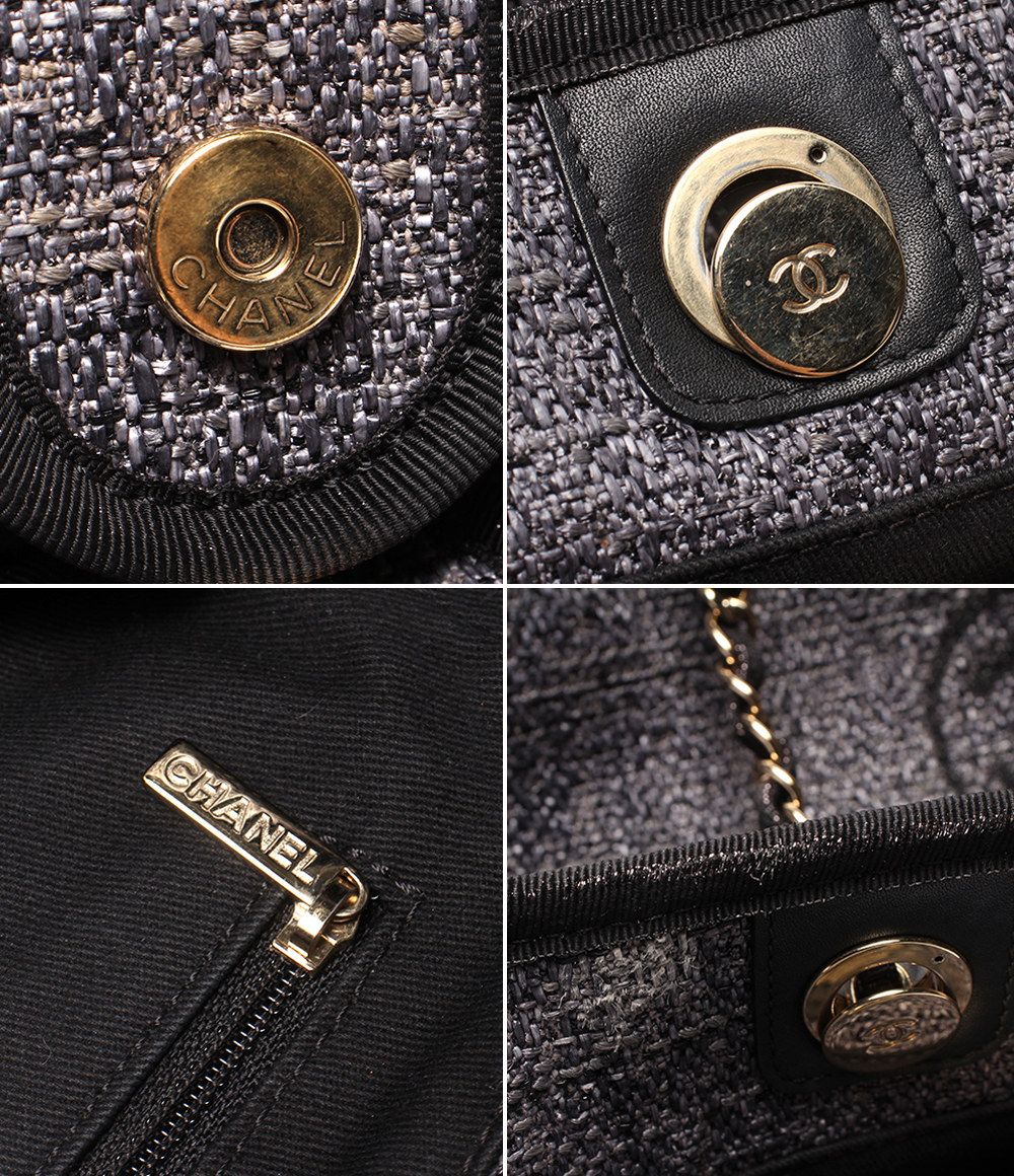 Chanel Chain Tote Shoulder Bag Gold Deuville MM — view 7