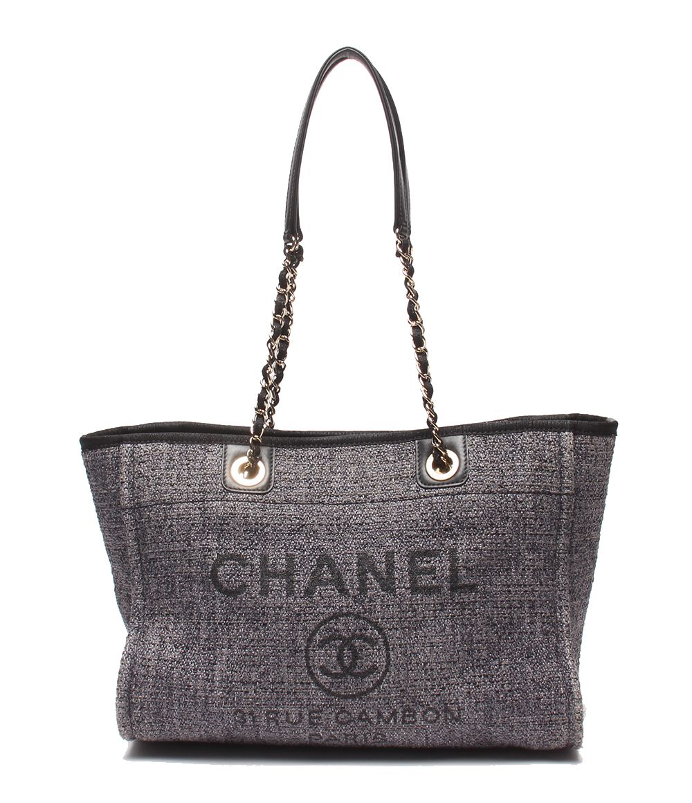 Chanel Chain Tote Shoulder Bag Gold Deuville MM